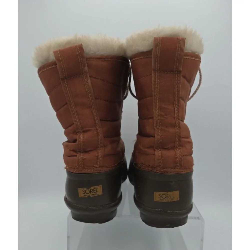 Vintage Sorel Geneva Winter Duck Boots Wool Sock Brown Rust Womens Size 7